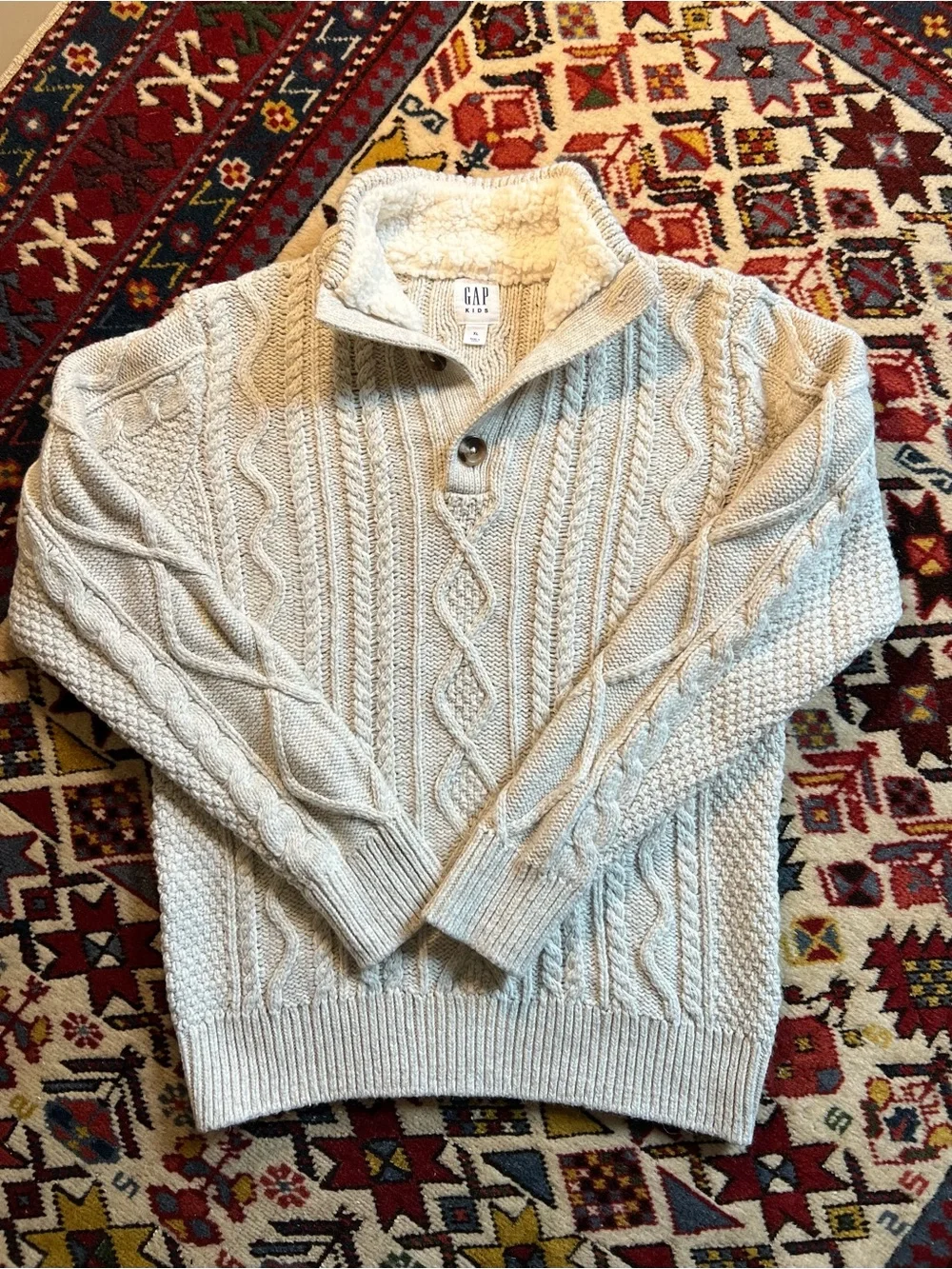 GAP Kids Cream Cable-Knit Mock Neck Sweater